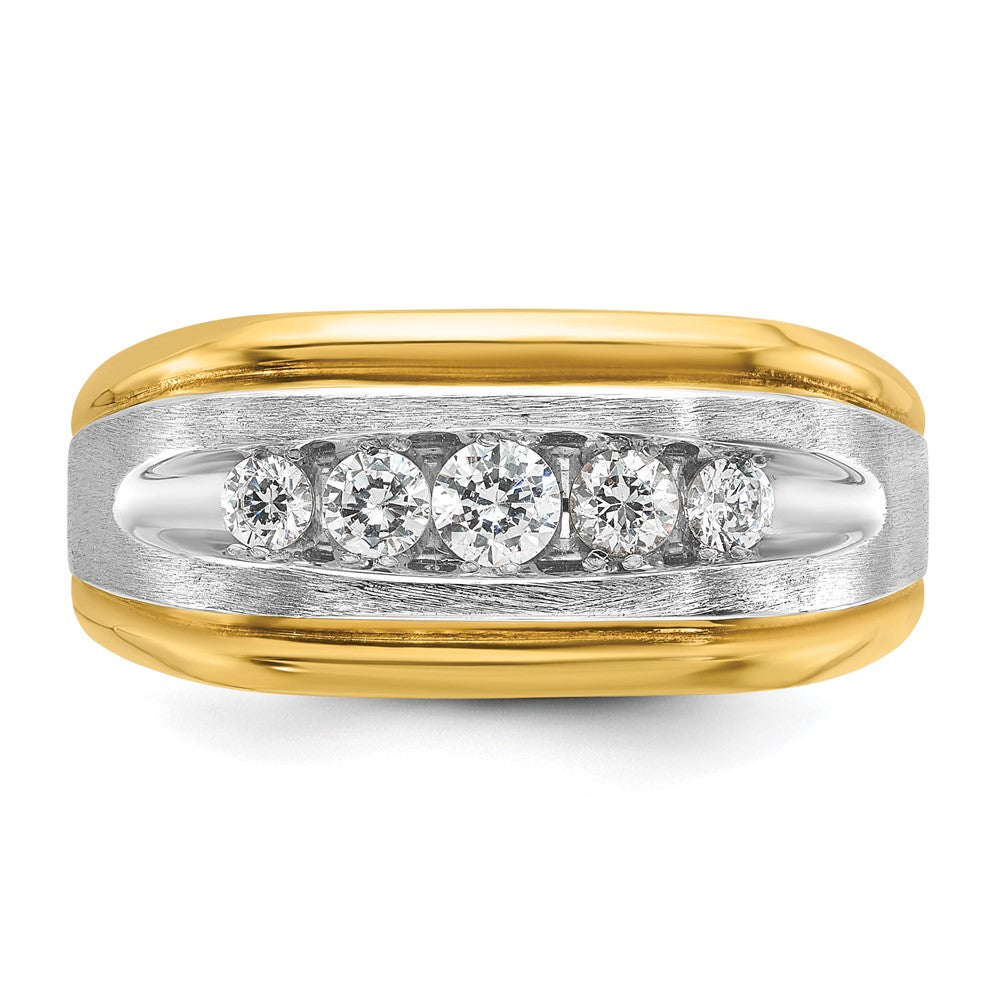 IBGoodman 14k Two-tone 1/2 carat Lab Grown Diamond VS/SI+ G+ Five Stone Complete Polished and Satin Men's Ring