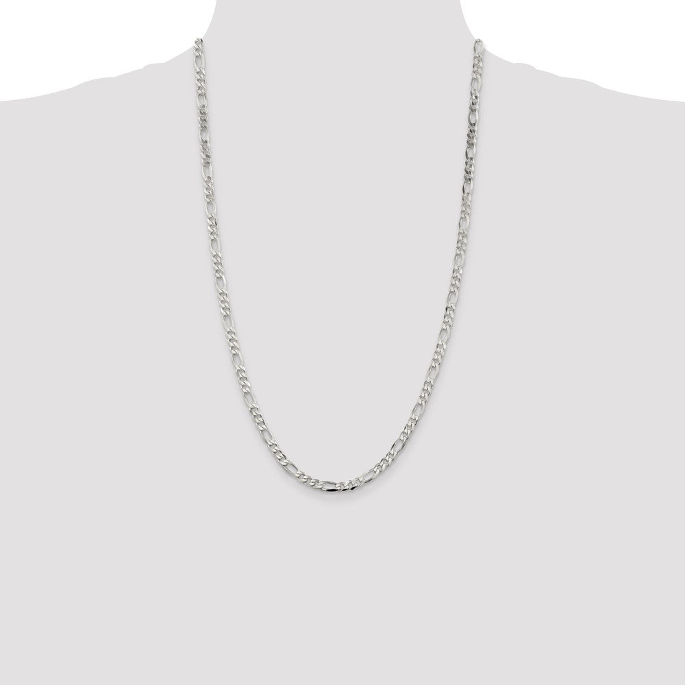 Sterling Silver 4.5mm Figaro Chain 26 Inches