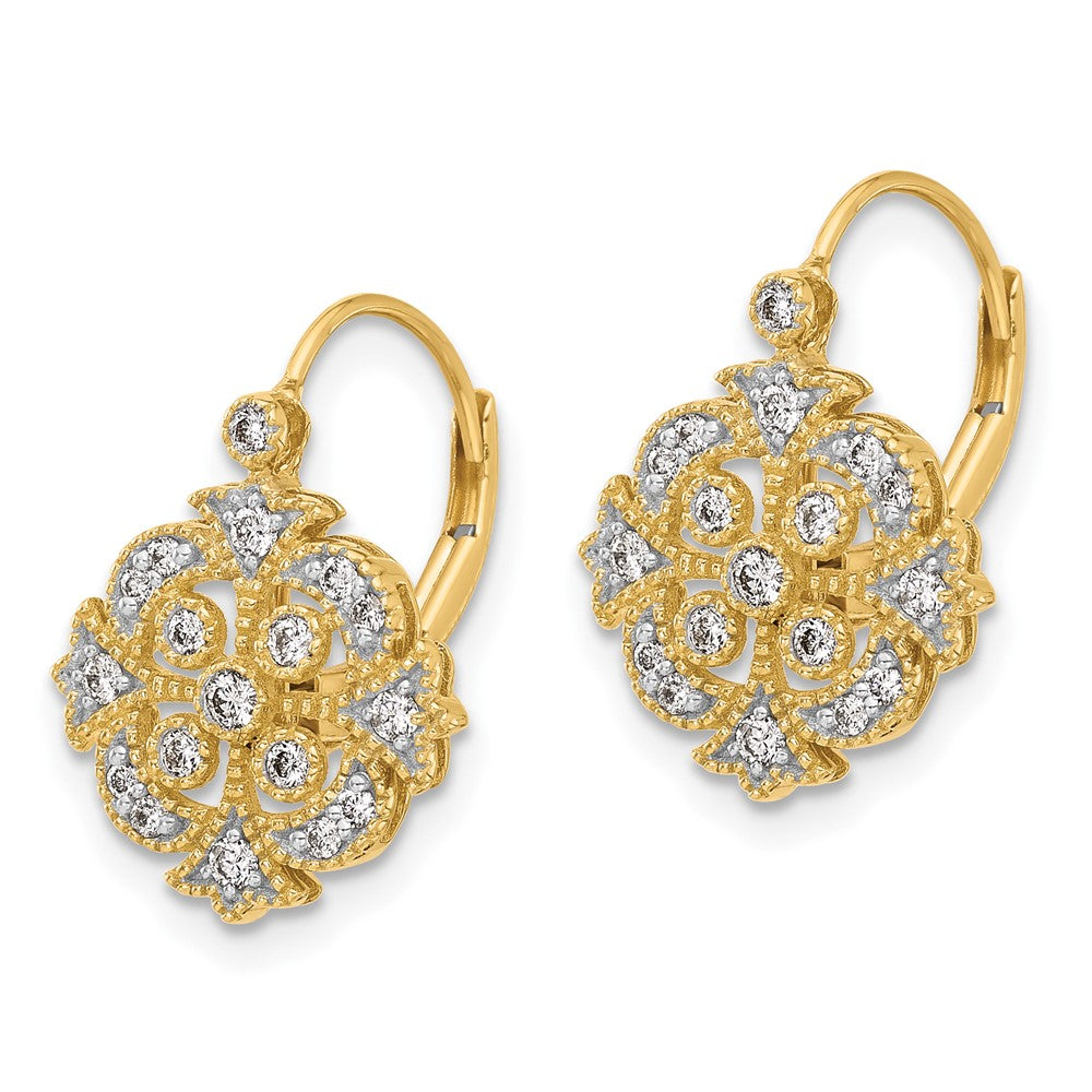 14k 1/3 carat Lab Grown Diamond VS/SI+ G+ Complete Fashion Leverback Earrings