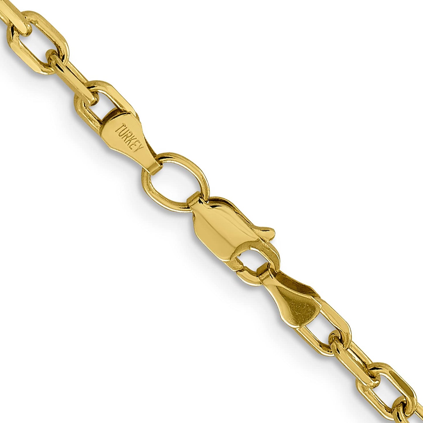 14K  26 inch 3.7mm Semi-Solid Diamond-cut Open Link Cable with Lobster Clasp Chain