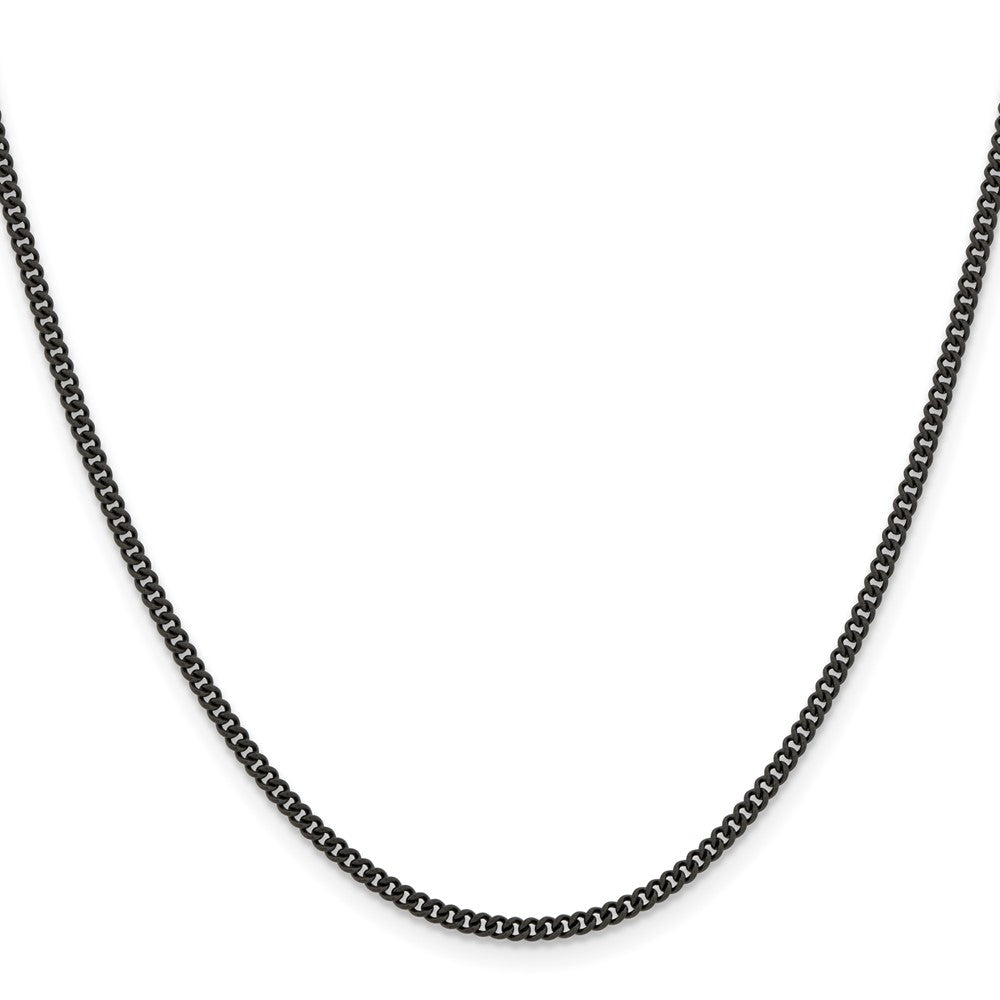 Stainless Steel Polished Black IP-plated 2.25mm Round Curb Chain