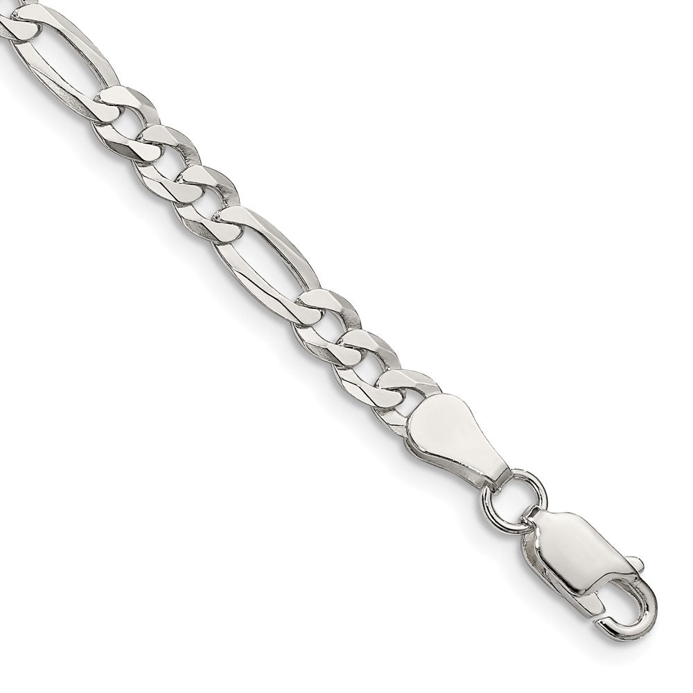 Sterling Silver 4.5mm Lightweight Flat Figaro Chain 9 inches