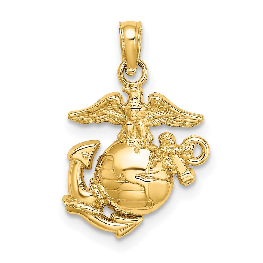 10K Polished Textured Small Marine Corps Pendant