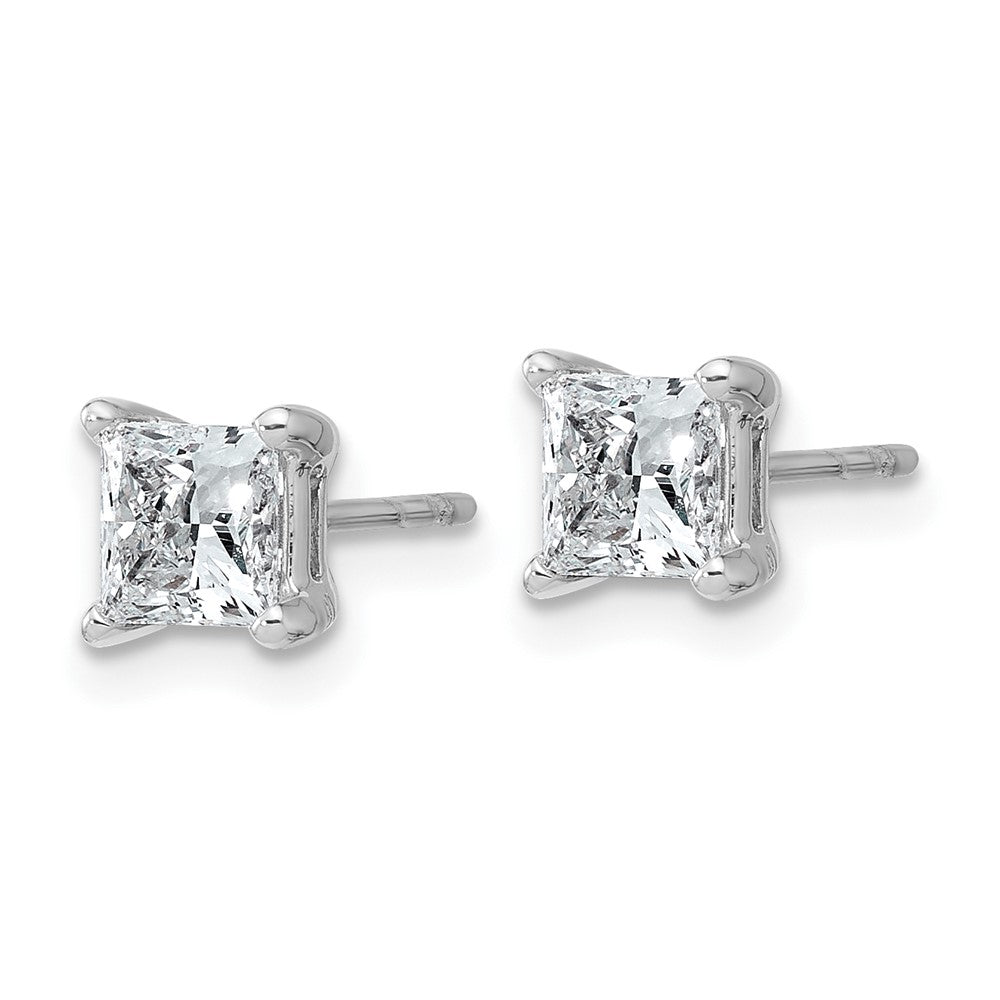 14k White Gold 1 1/4 ctw Lab Grown Diamond VS/SI+ G+ Princess 4 Prong Heavy Wt. Stud Earrings