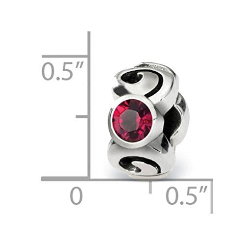 Sterling Silver Reflections July Red Preciosa Crystal Birthstone Bead