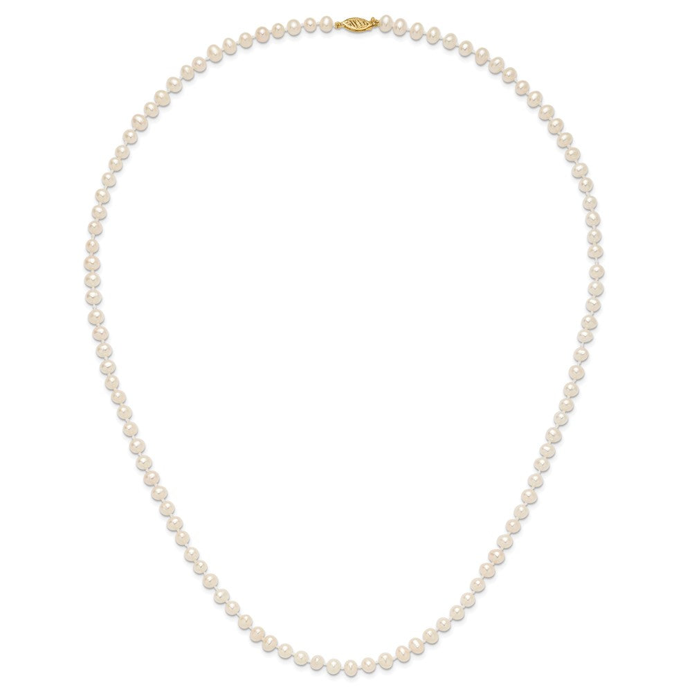10k 5-6mm White Near-Round Freshwater Cultured Pearl 24 inch Necklace