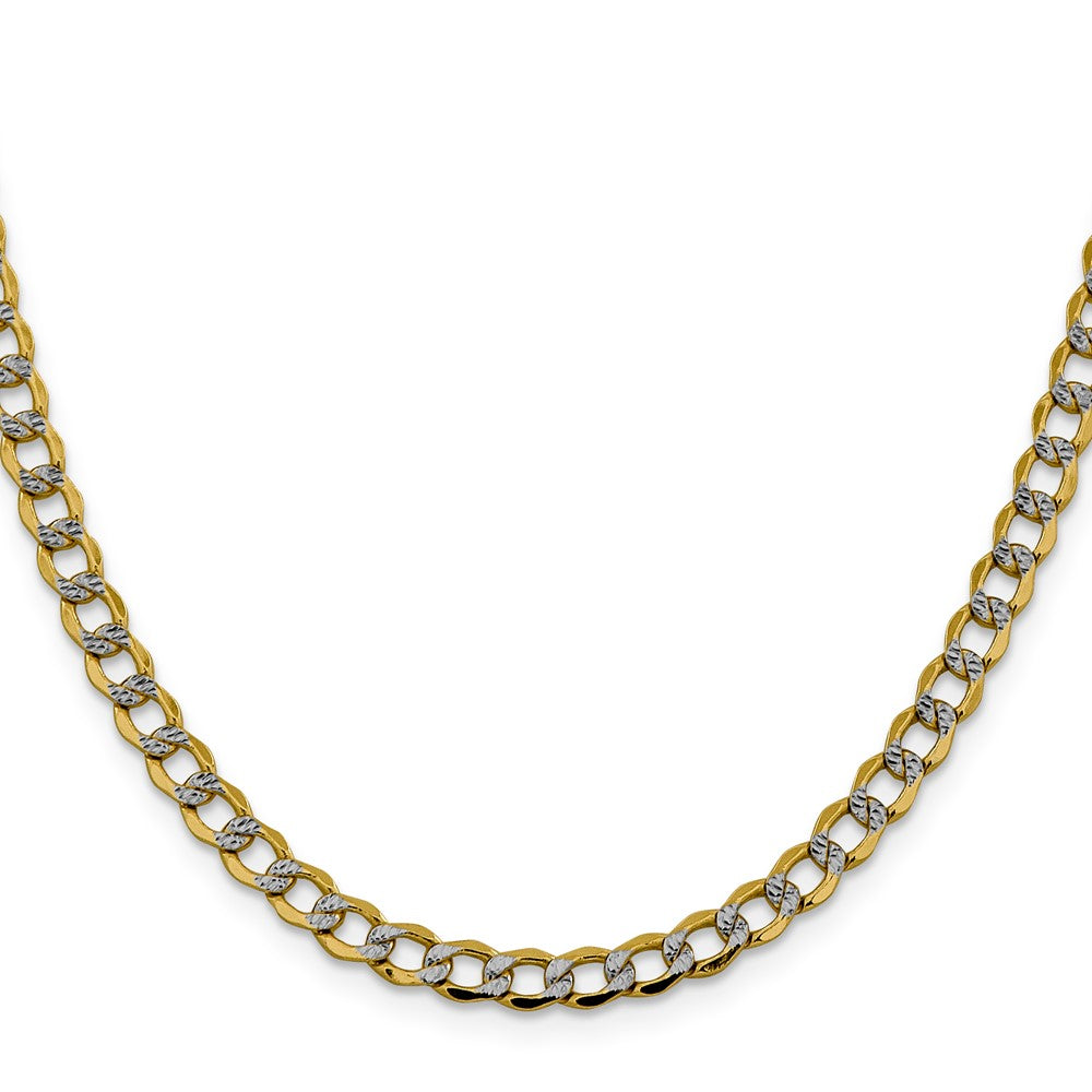 14K 18 inch 5.2mm Semi-Solid with Rhodium Pav‚ Curb with Lobster Clasp Chain