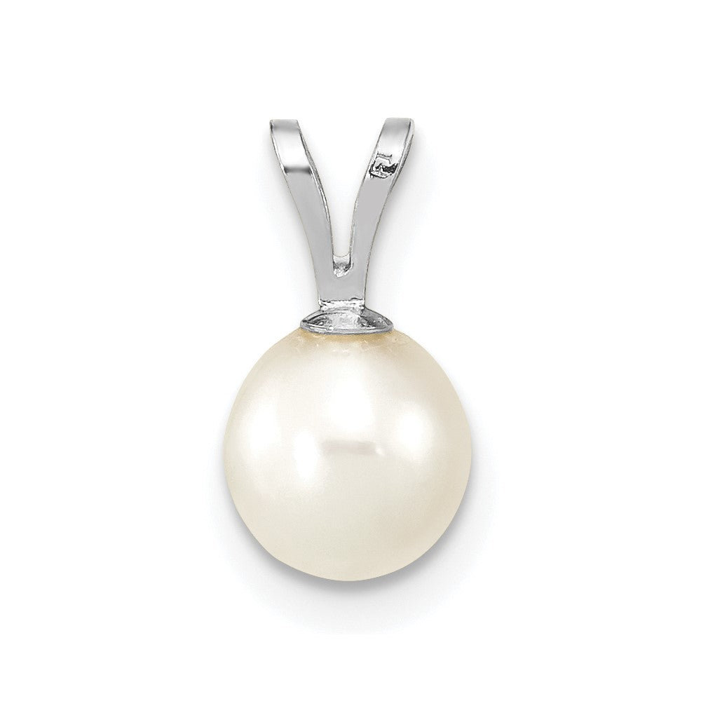 10k White Gold 6-7mm White Round Freshwater Cultured Pearl Pendant