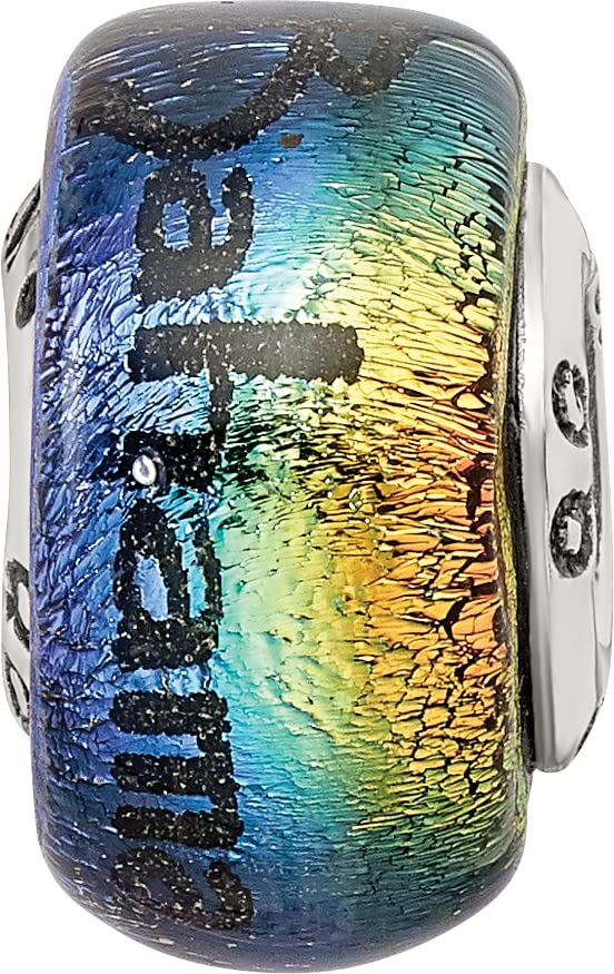 Sterling Silver Reflections Bahama Orange Dichroic Glass Bead