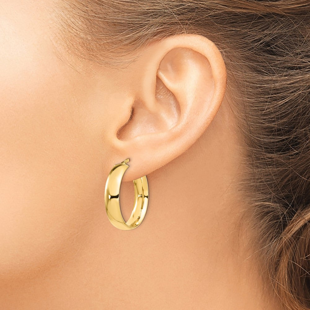 14K 6mm High Polished Hoop Earrings