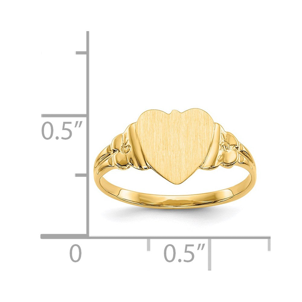 14k 8.0x8.5mm Closed Back Children's Heart Signet Ring Size 5