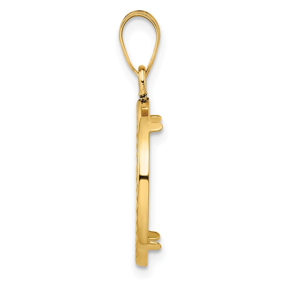 Wideband Distinguished Coin Jewelry 14k Polished and Diamond-cut 17.8mm Prong Coin Bezel Pendant
