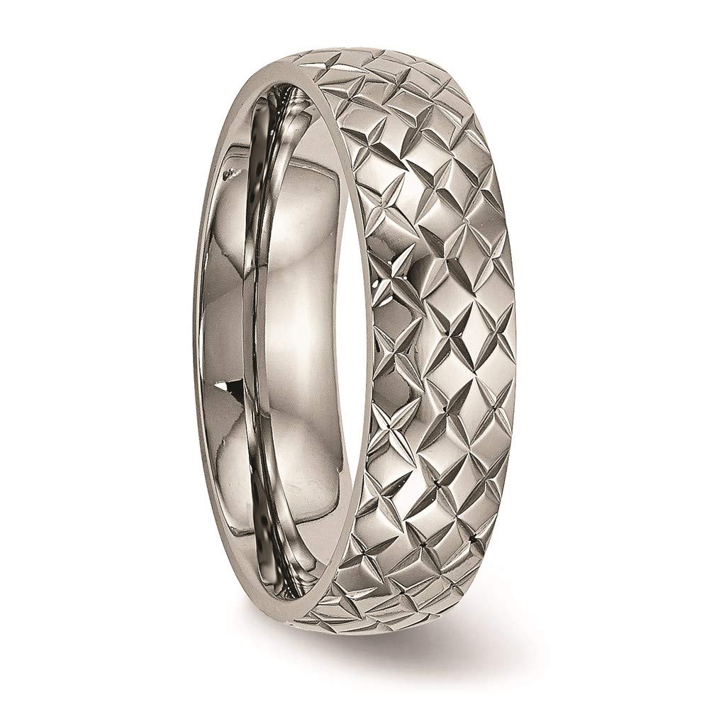 Titanium Polished and Textured 6mm Band Size - 9