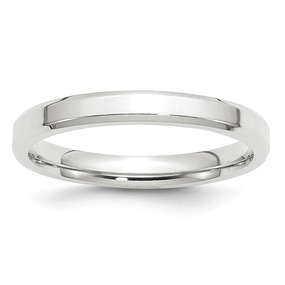 Primal Gold 10 Karat White Gold 3mm Bevel Edge Comfort Fit Band Size 7