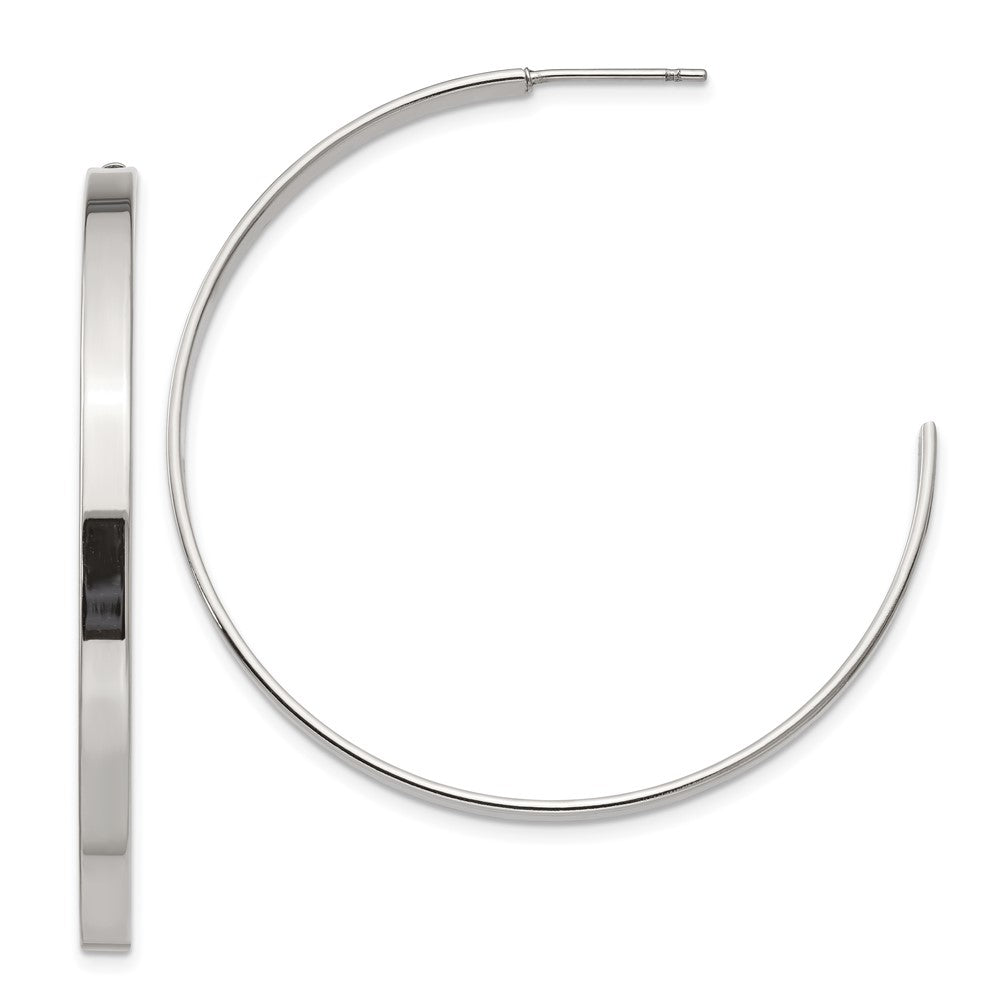 Stainless Steel Polished 44mm Diameter J Hoop Post Earrings