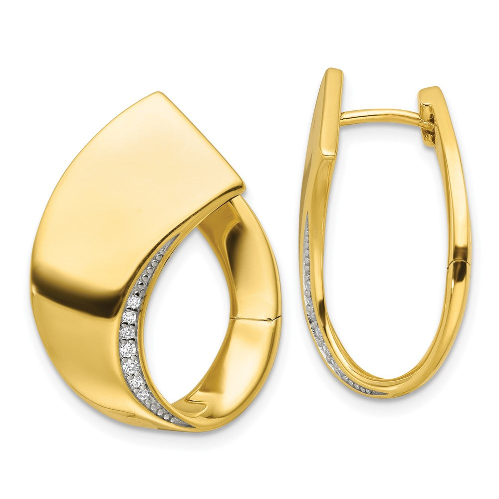 Sterling Silver Gold-tone Polished Fancy CZ Earrings
