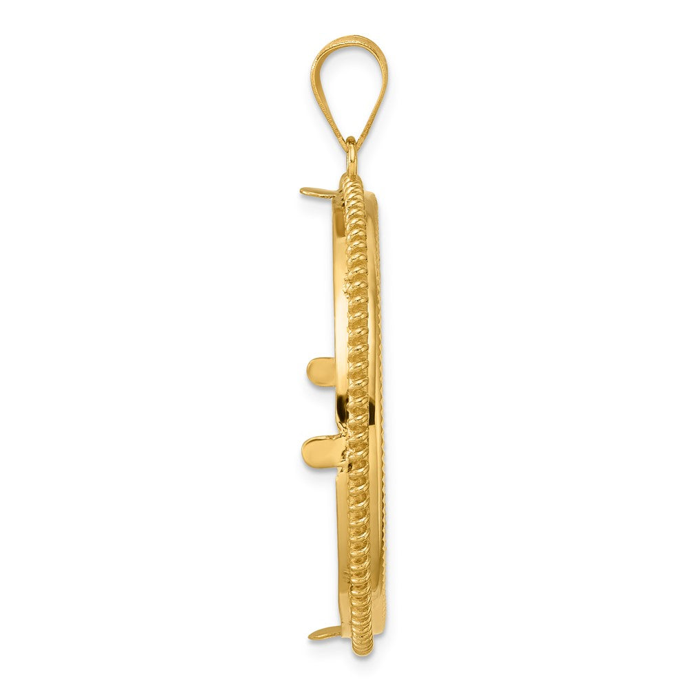 14k Diamond Cut Coil with 32.7mm Prong Coin Bezel Pendant