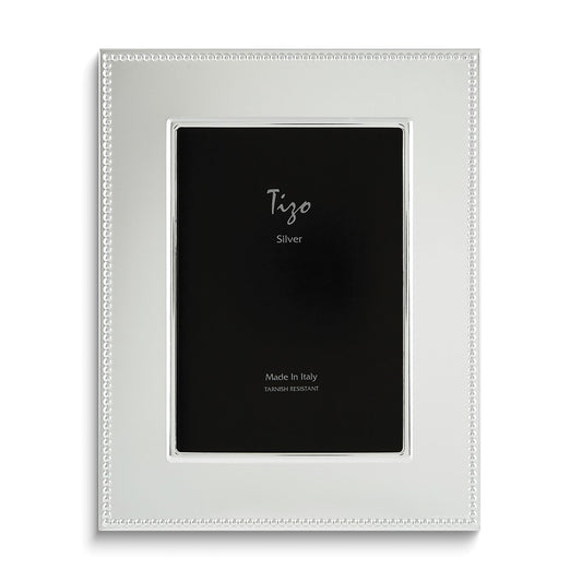 Tizo Italian Silverplate Flat Wide Beaded 8x10 Picture Frame