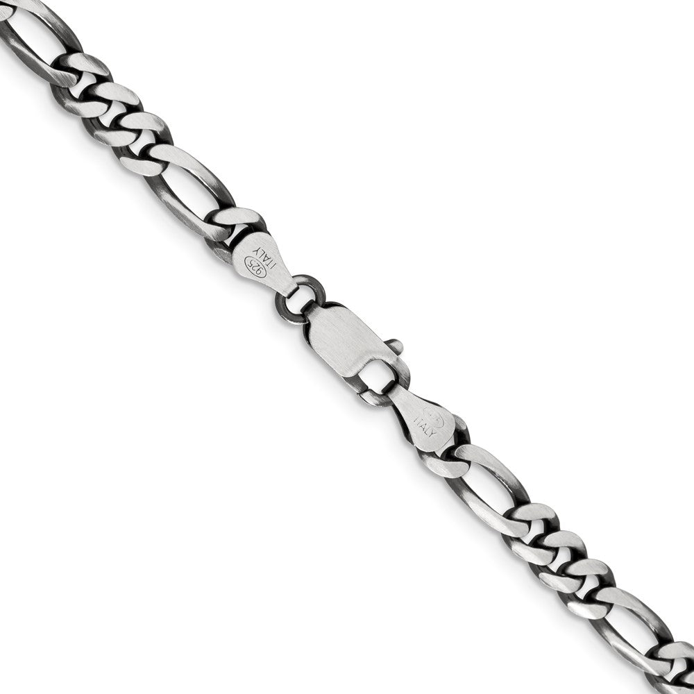 Sterling Silver Antiqued 5.5mm Figaro Chain 20 Inches