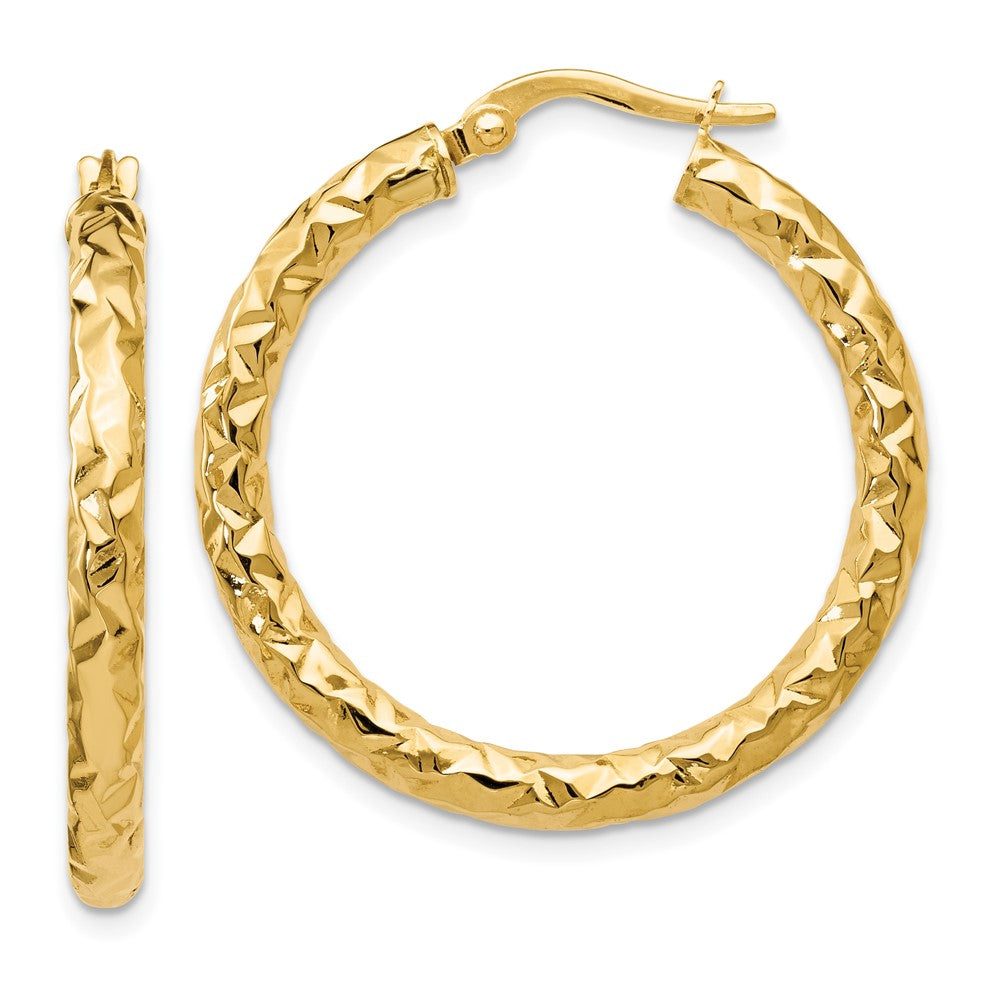 10K ForeverLite Polished and Textured Hoop Earrings