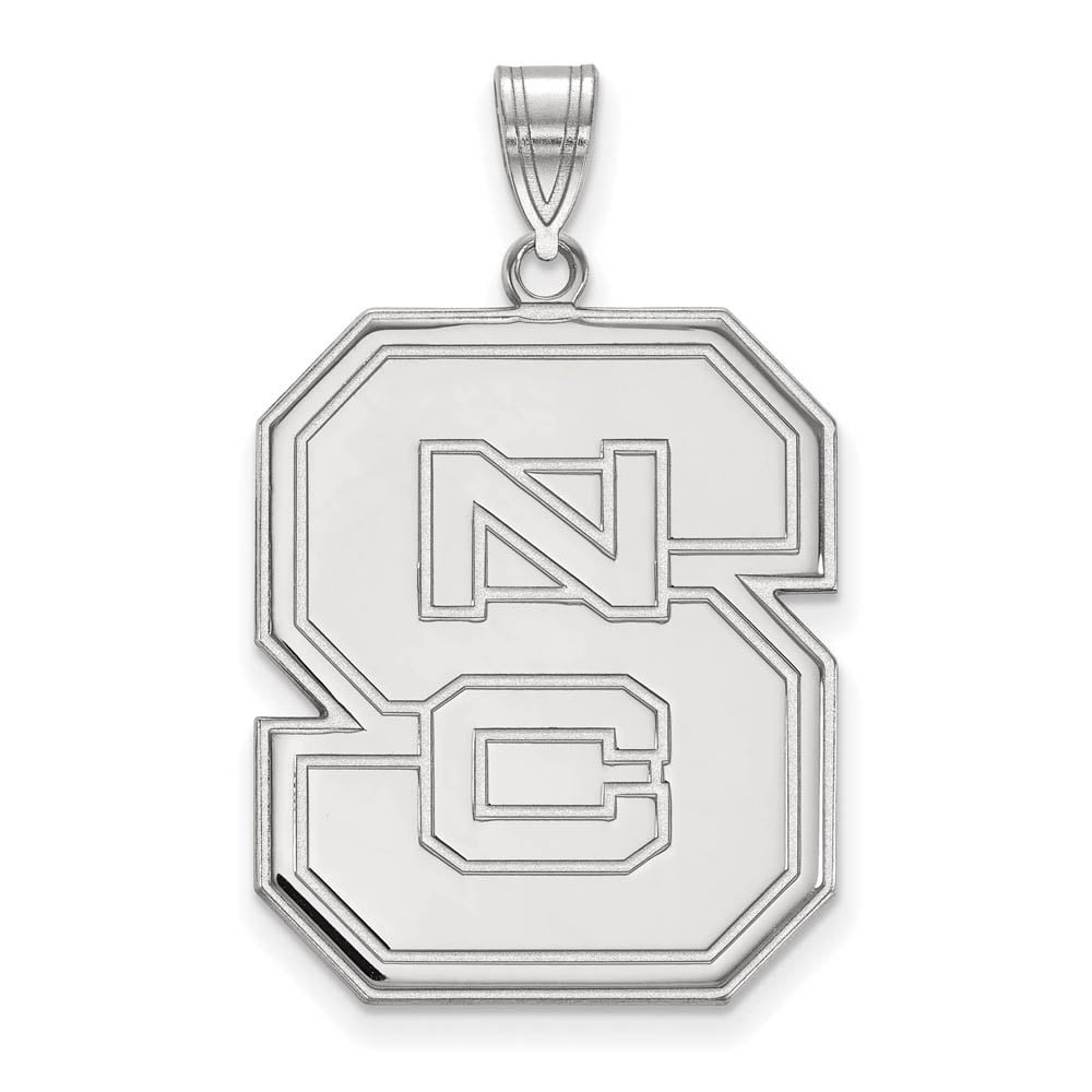 Sterling Silver Rhodium-plated LogoArt North Carolina State University N-C-S Extra Large Pendant Q-SS005NCS