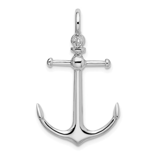 De-Ani Sterling Silver Rhodium-Plated Polished 3D Anchor Pendant