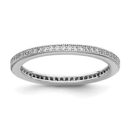 Sterling Silver Rhodium-plated Polished CZ Eternity Band
