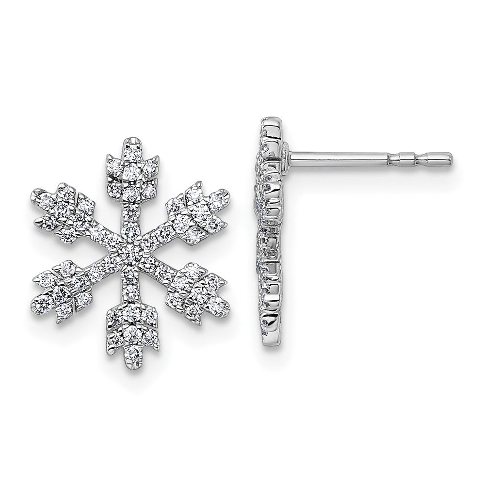 14K White Gold 1/2 Carat Diamond Snowflake Post Earrings