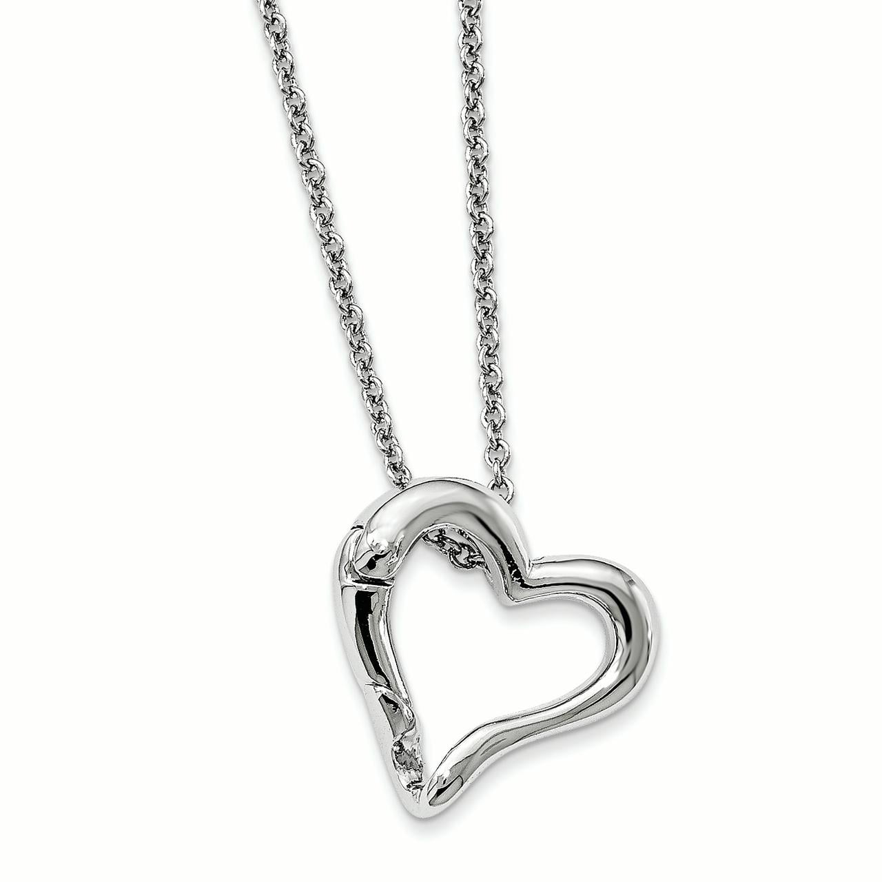 Silver-tone 18 inch Heart Pendant Ring and Face Mask Holder Necklace GM7594