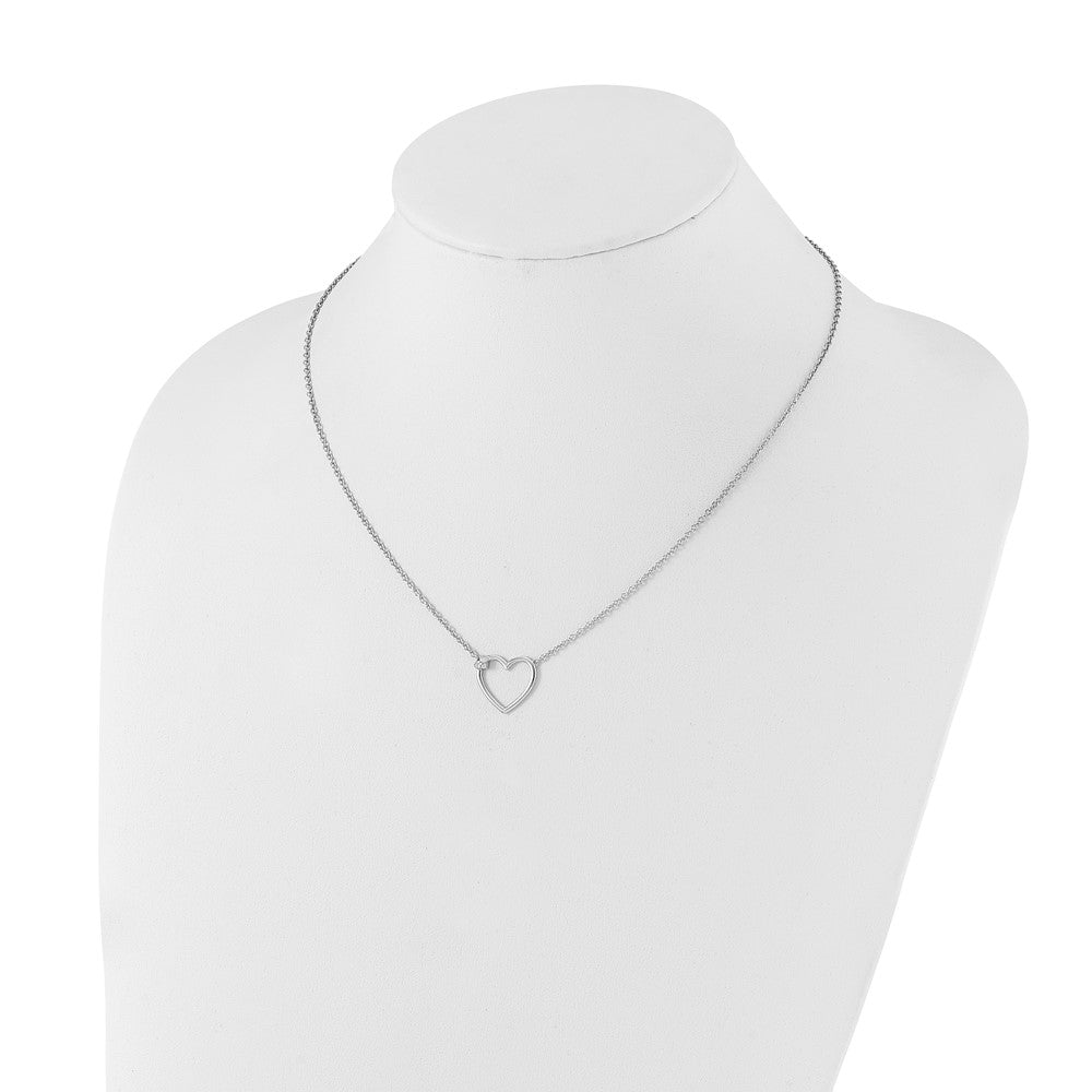 White Ice Sterling Silver Rhodium-plated 18 Inch Diamond Open Heart Necklace 18 Inches