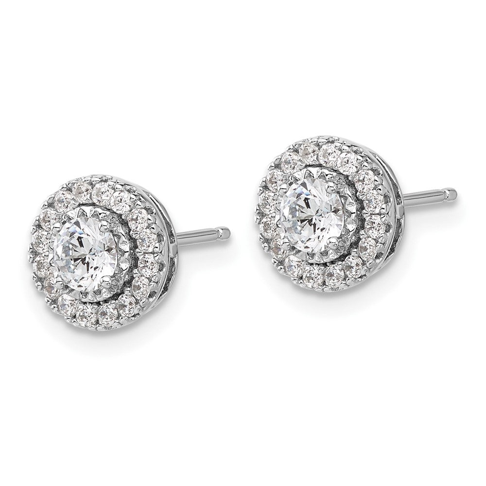 Sterling Silver Rhodium-plated 3-4mm White Round Freshwater Cultured Pearl Heart Post Earrings