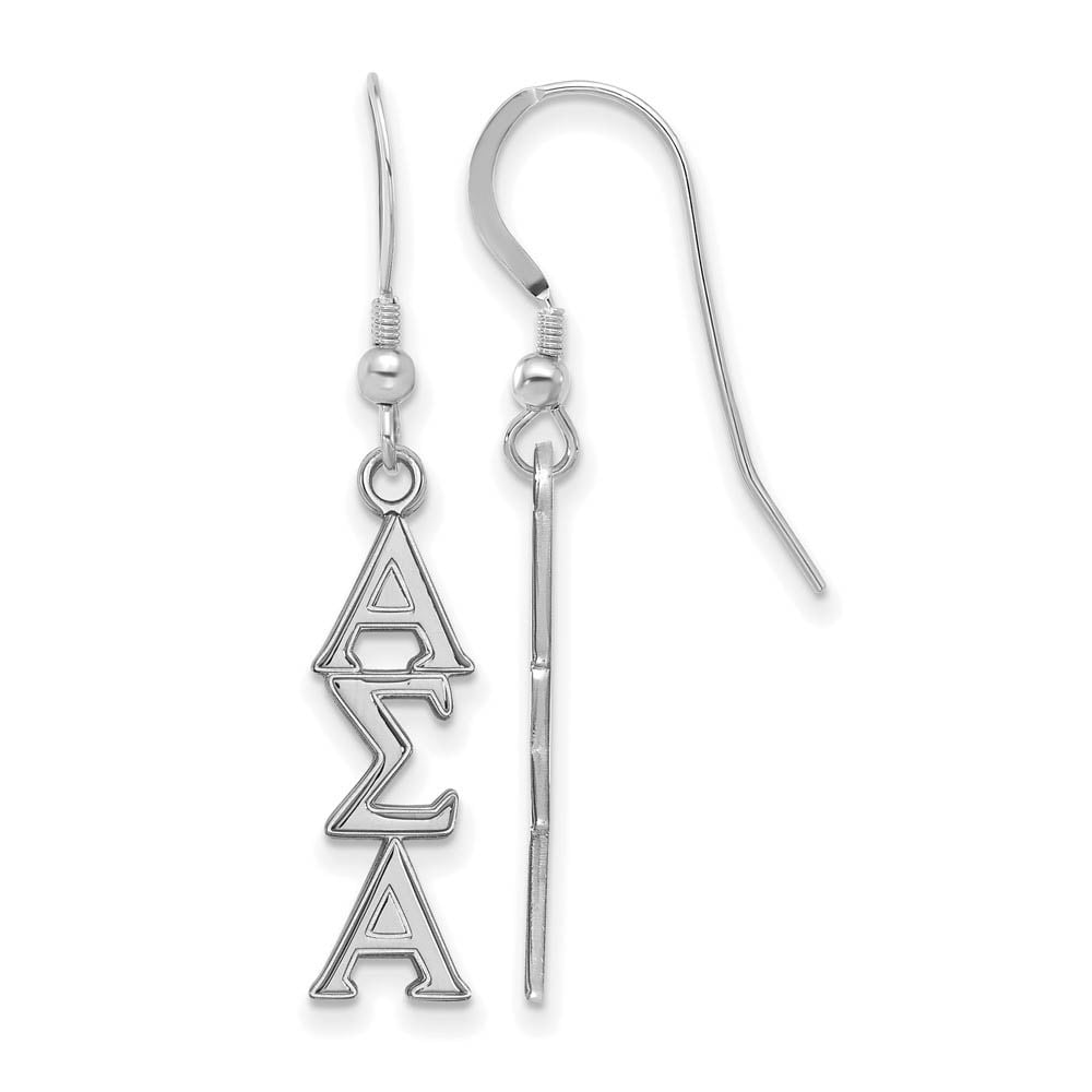 Sterling Silver Alpha Sigma Alpha Dangle Medium Earrings