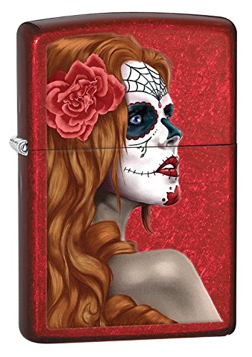 Zippo Day of The Dead Girl Candy Apple Red Pocket Lighter