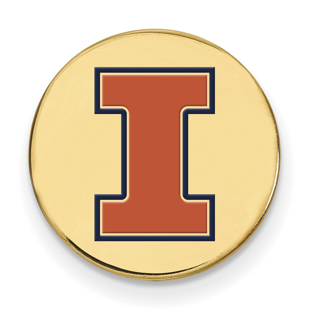 Sterling Silver Gold-plated University of Illinois Letter I Enameled Lapel Pin