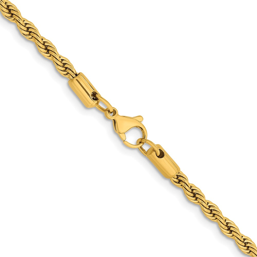 Stainless Steel Polished Yellow IP-plated 4mm 30 inch Rope Chain