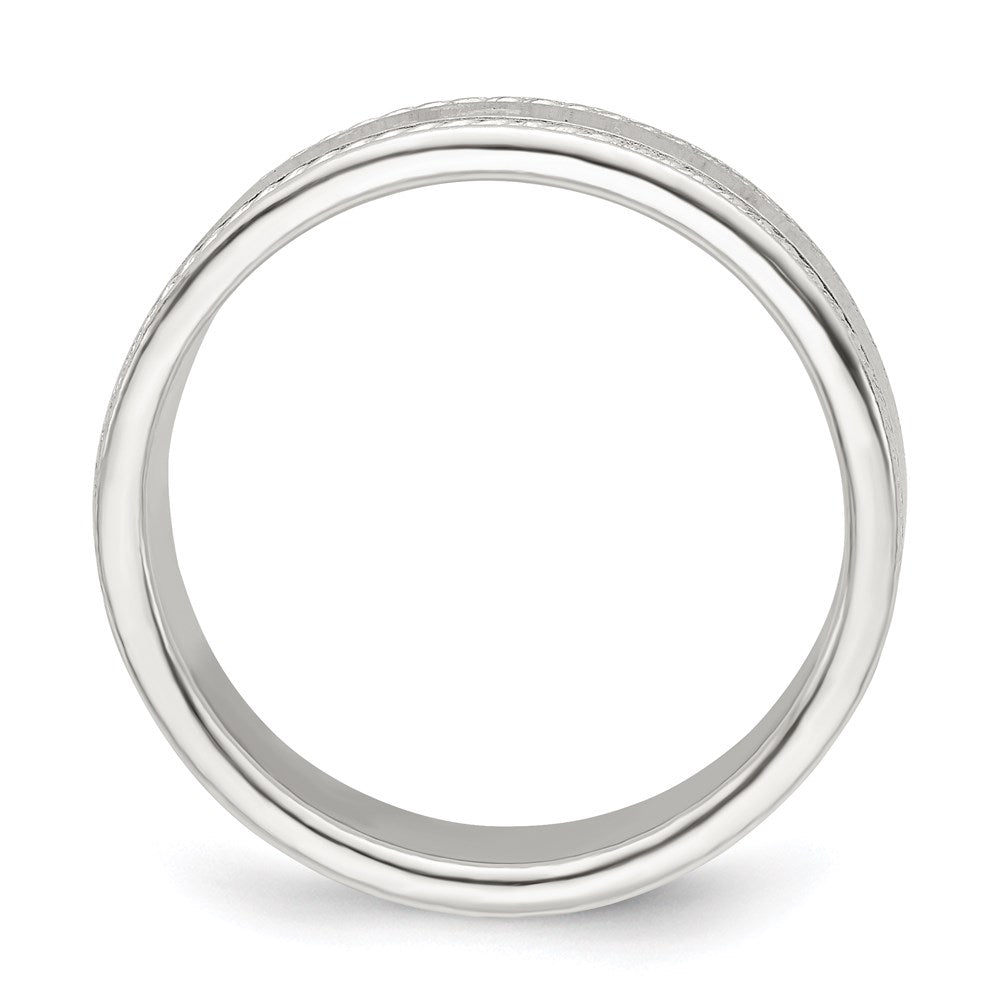 Sterling Silver 5mm Flat with Rope Edge Size 12 Band