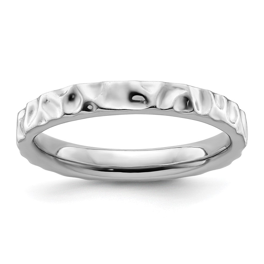 Sterling Silver Stackable Expressions Rhodium Ring Size -7
