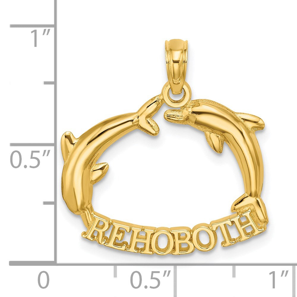 14K Polished REHOBOTH w/ Jumping Dolphins Charm