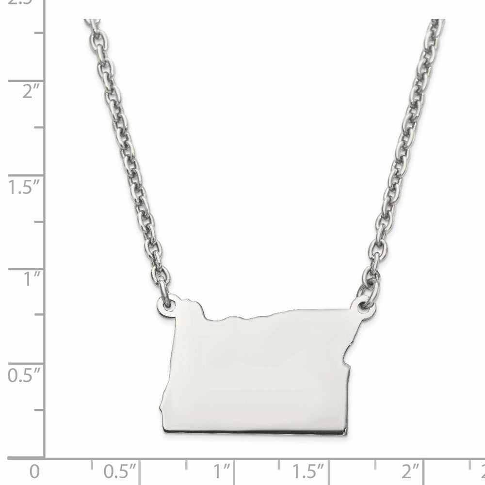Sterling Silver/Rhodium-plated Oregon State Necklace