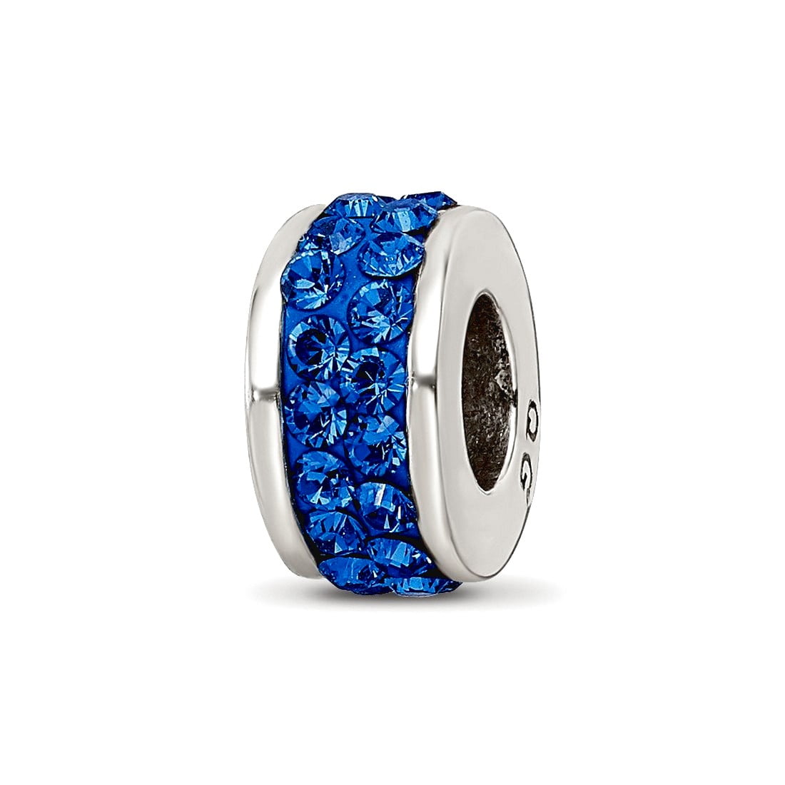 Sterling Silver Reflections Blue Double Row Preciosa Crystal Bead