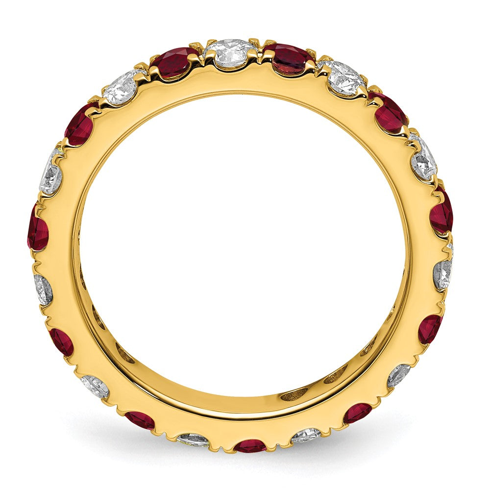 14k 1 carat Lab Grown Diamond VS/SI+ G+ and Lab Created Ruby Size 6 Eternity Band