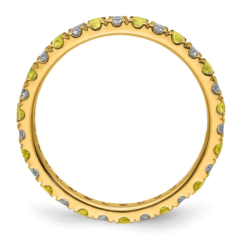 14k 1/2 carat Lab Grown Diamond VS/SI+ G+ and Lab Created Yellow Sapphire Size 5.5 Eternity Band