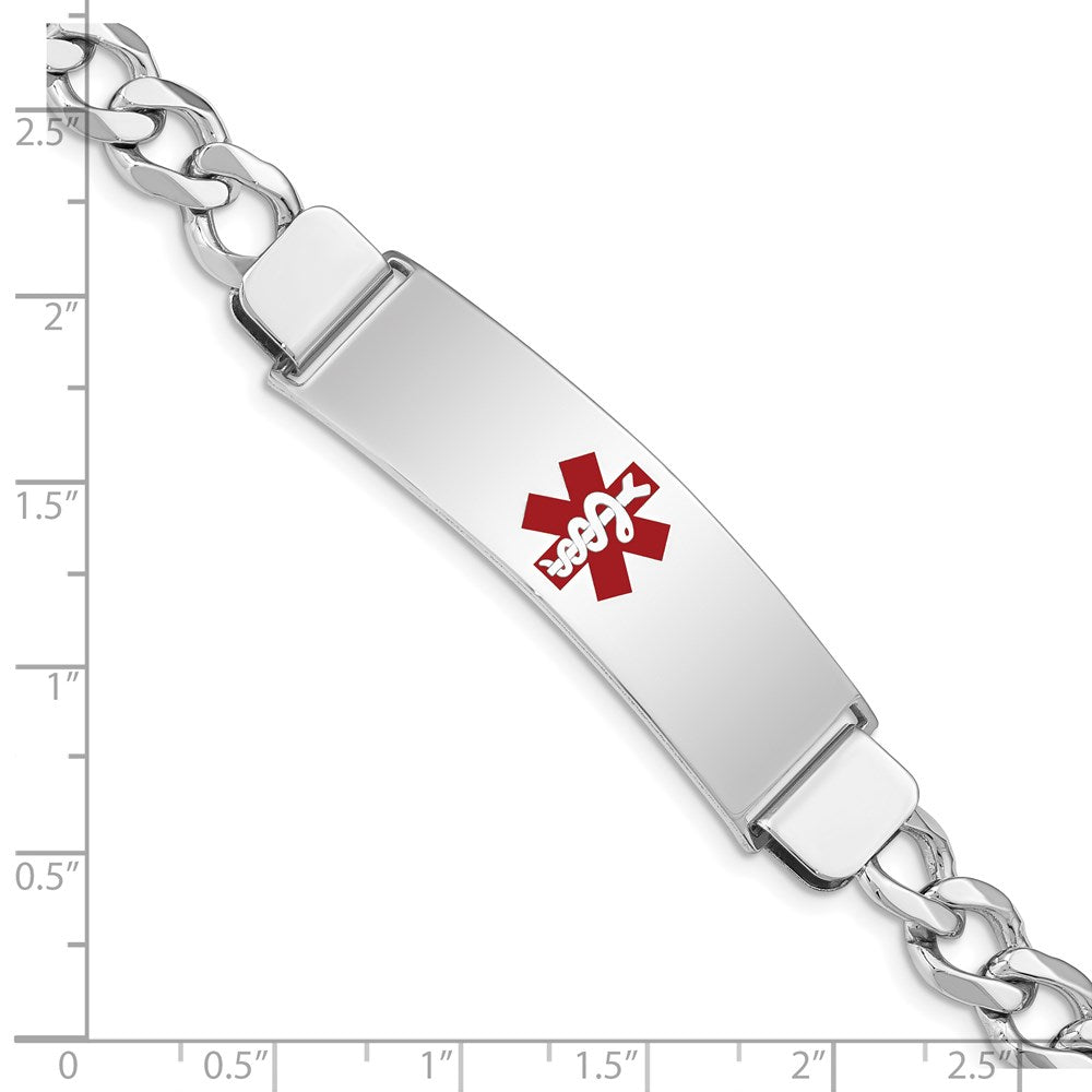 Sterling Silver Rhodium-plated Medical ID Curb Link Bracelet 7 inches