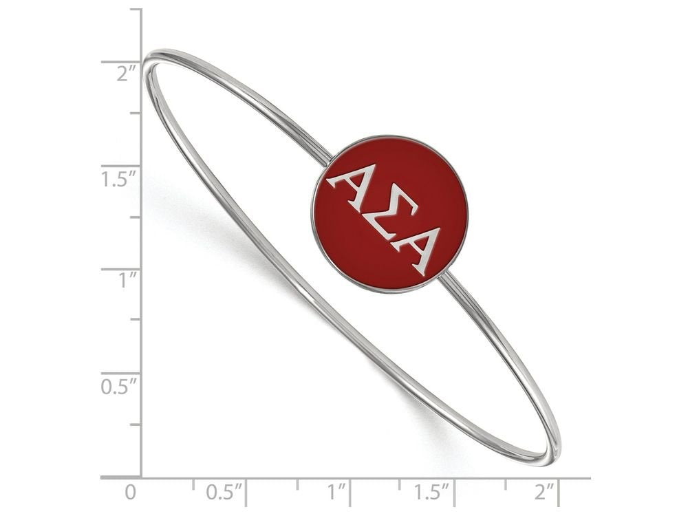 Sterling Silver Official Licensed Greek Sororities Alpha Sigma Alpha (???) Enameled Slip-on Bangle