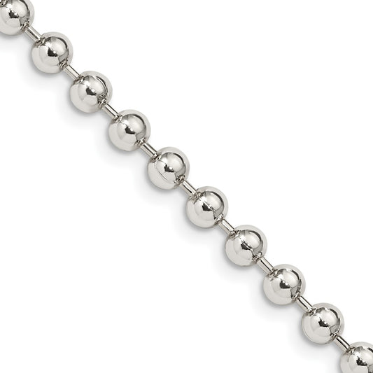 Sterling Silver 4mm Beaded Chain 20 Inches