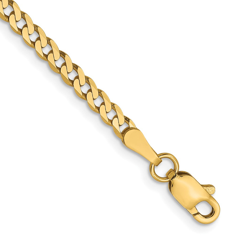 14K 2.3mm Flat Beveled Curb Chain 8  inches