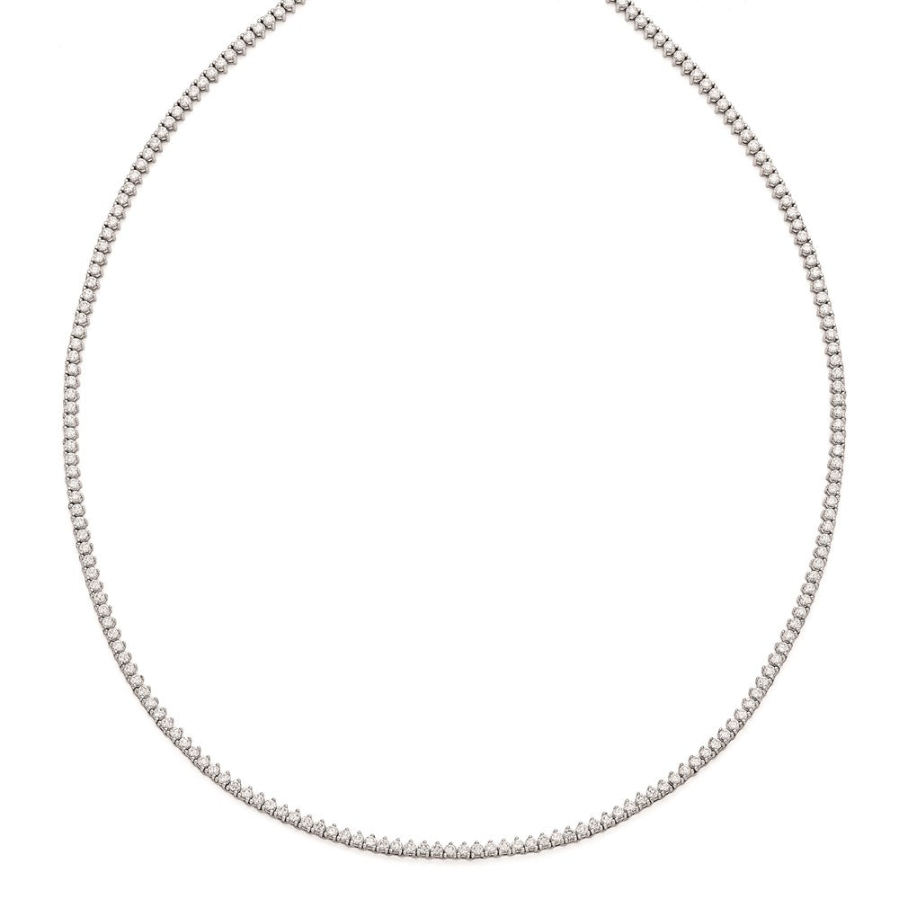 Sterling Shimmer Sterling Silver Rhodium-plated 24 inch 218 Stone CZ Riviera Necklace 24 Inches