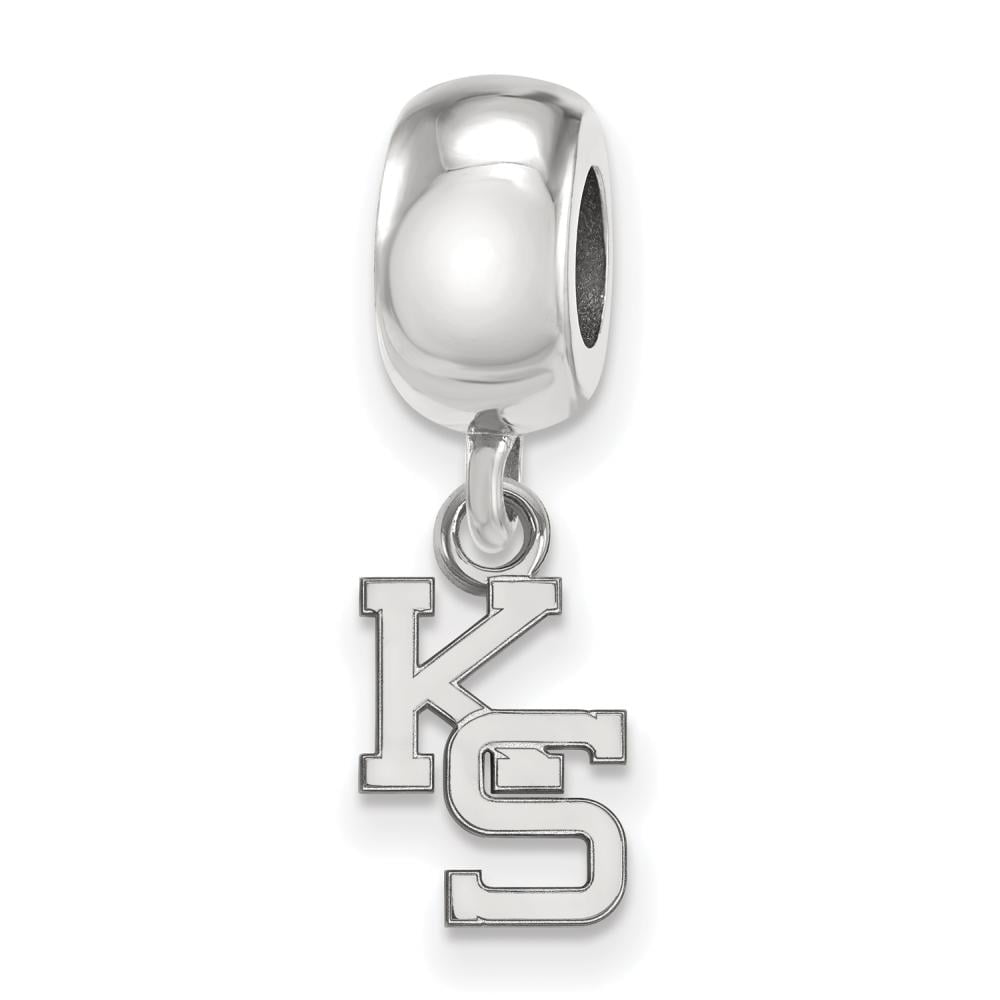 Sterling Silver Rhodium-plated LogoArt Kansas State University K-S Extra Small Dangle Bead Charm