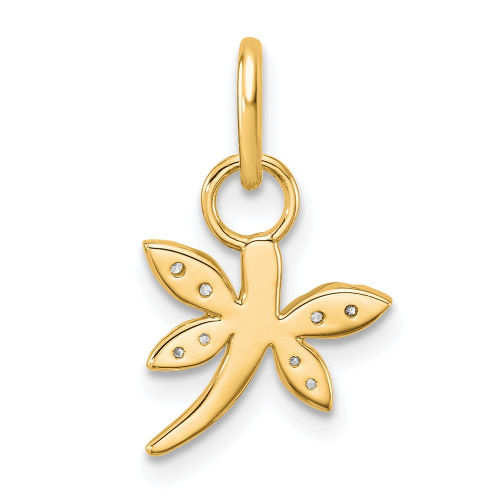 14K Polished Diamond Dragonfly Charm