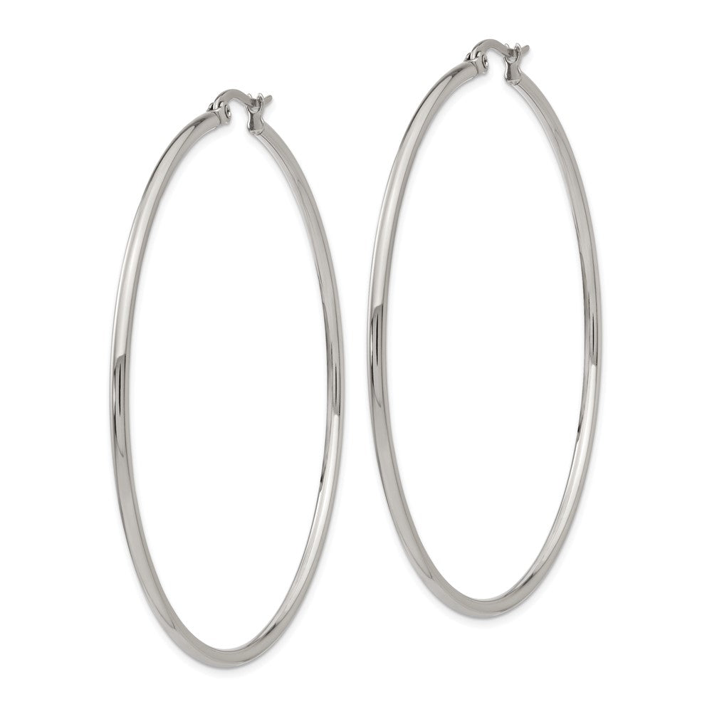 Stainless Steel Polished 60mm Diameter Hoop Earrings